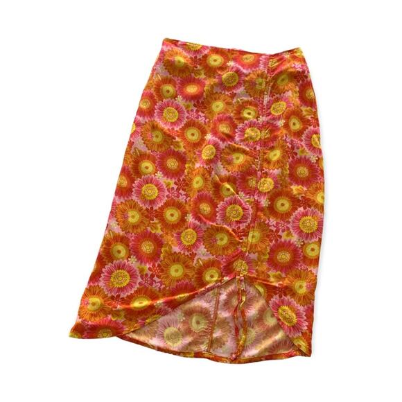 VDM The Label Revolve Stassie Orange & Pink Floral Print Skirt Swim Coverup XS - Picture 1 of 7